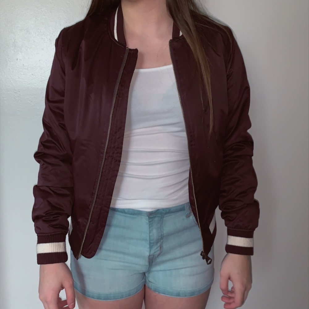 American Eagle Maroon Bomber Jacket